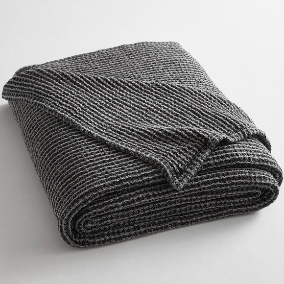 Pottery Barn Waffle Weave Blanket (Full/Queen, Charcoal) - Picture 1 of 7